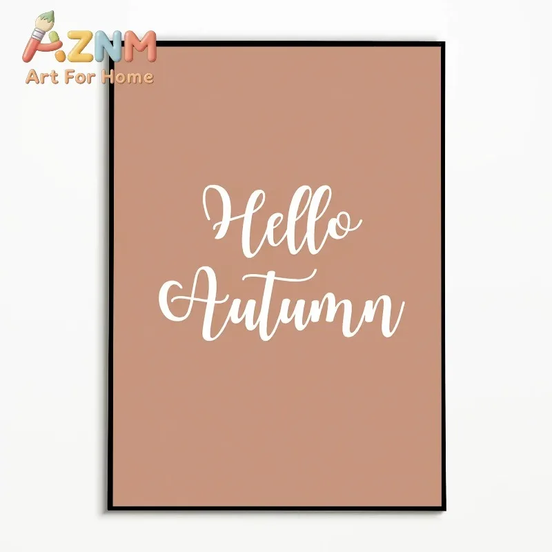 1PC Hello Autumn Poster Nordic Minimalist Slogan Wall Art Pumpkin Canvas Printing Holiday Fall Gift Room Wall Decoration