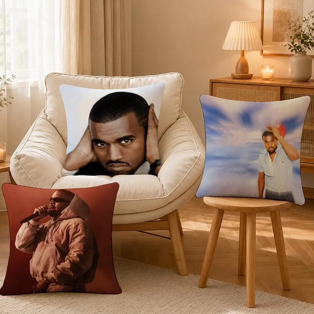 Rapper Kanye West Streetwear Cushion Cover Personalized Short Plush Soft Bedroom Sofa Home Decor Gift