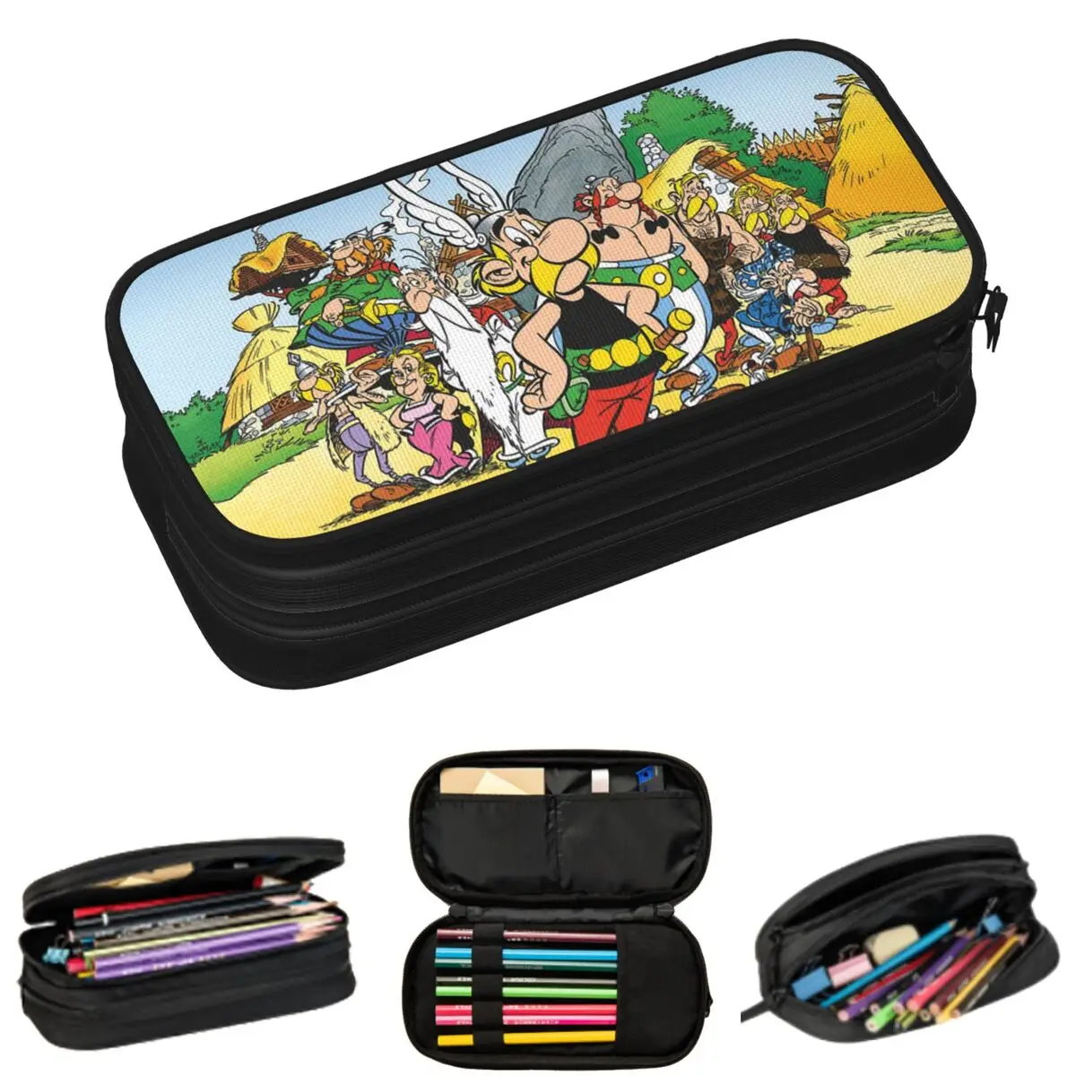 أستريكس وأوبليكس Dogmatix مقلمة للطلاب الهدايا صندوق القلم حقيبة أقلام رصاص تخزين كبير قلم رصاص الحقيبة حامل قلم