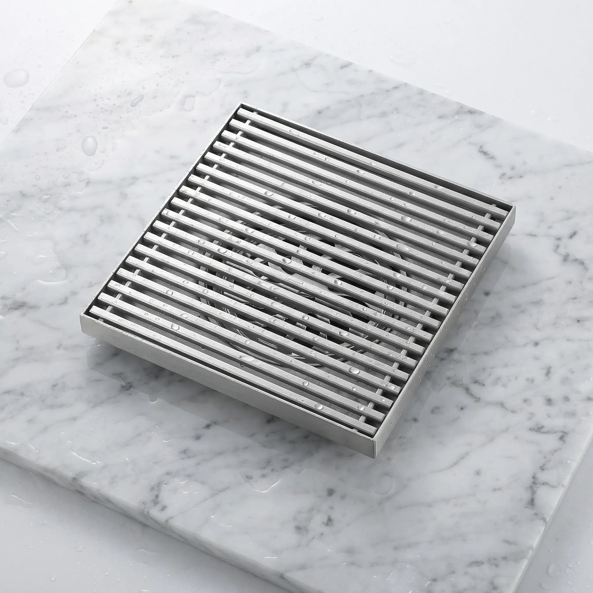 Stainless Steel Outdoor Floor Drain Grate with Solid Bar Cover for Patio Garden Shower Hair Catcher