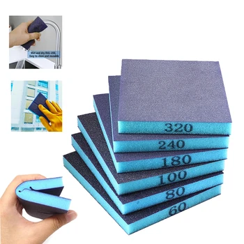 6 قطعة مجموعة إسفنجة الصنفرة 60-320 حصى خشنة متوسطة غرامة قا...