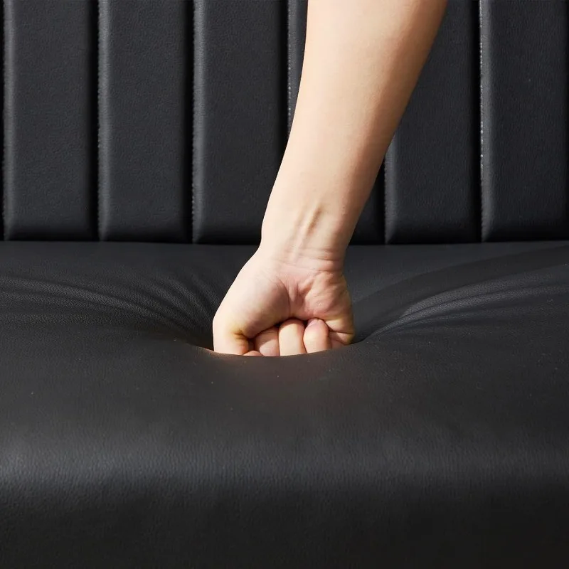 STHOUYN 43 "W Mini sofá pequeno de couro preto sem braços sofá para quarto com porta USB, sofás pequenos