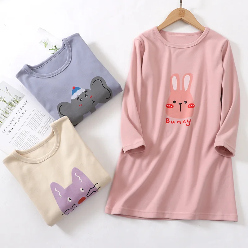 

new delivery children clothes baby autumn winter long sleeve pajama Nightdress polyester home clothes 110-180 students