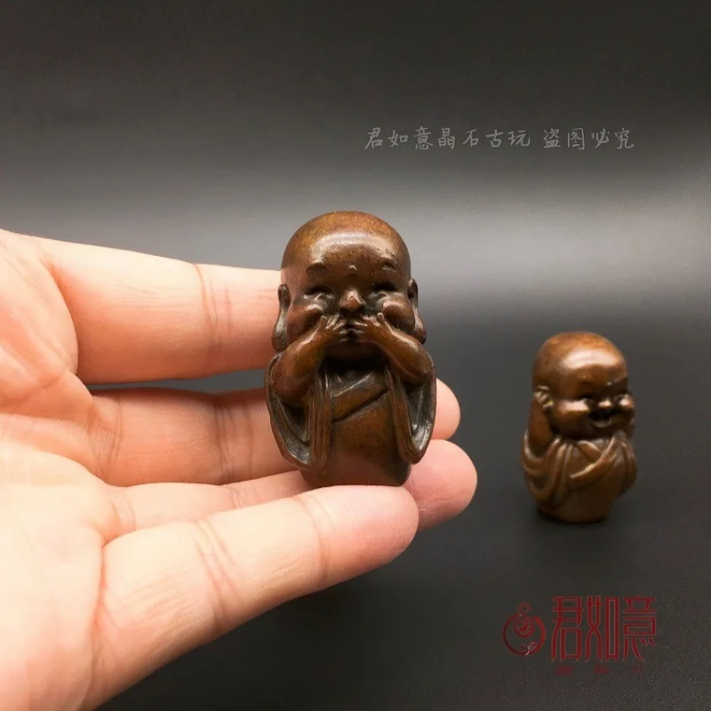 النحاس الصلب ثلاثة لا بوذا الراهب الصغير حلية لا الاستماع لا يتحدث لا رؤية المبتدئ الصغير زن زن مسار المفهوم الفني