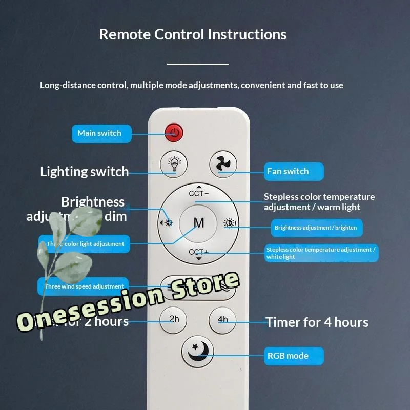 Control Remoto Universal para Ventiladores de Techo con Luz, Inalámbrico, con Regulación de Velocidad y Luz, Temporizador de Apagado para Sala de Estar