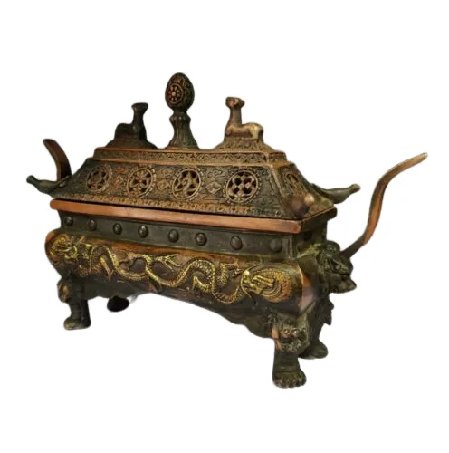 

Collectible Decorated Old Handwork bronze Carved Dragon Incense Burner