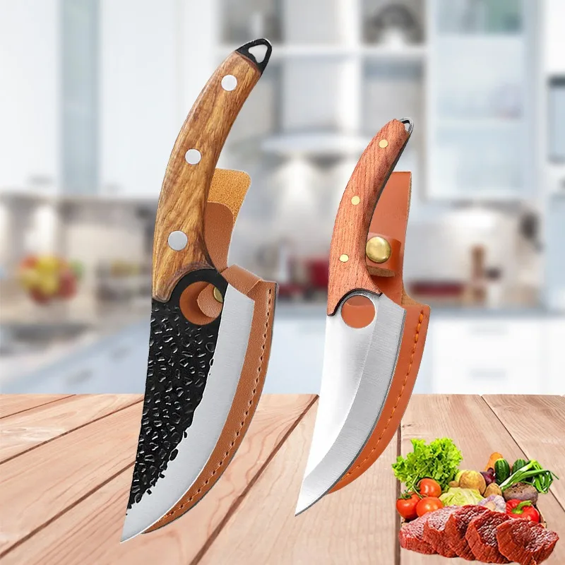 Stainless Steel Boning Knife Kitchen Meat Cleaver Vegetable Slicing Knife Sharp Fruit Knife Wooden Handle Kitchen Knives