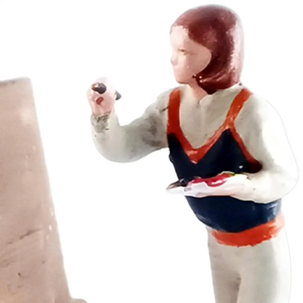 Resin Miniature People Painter Model 1/64 Model Collectibles Character Model Toys for Train Railroad Themed Landscape