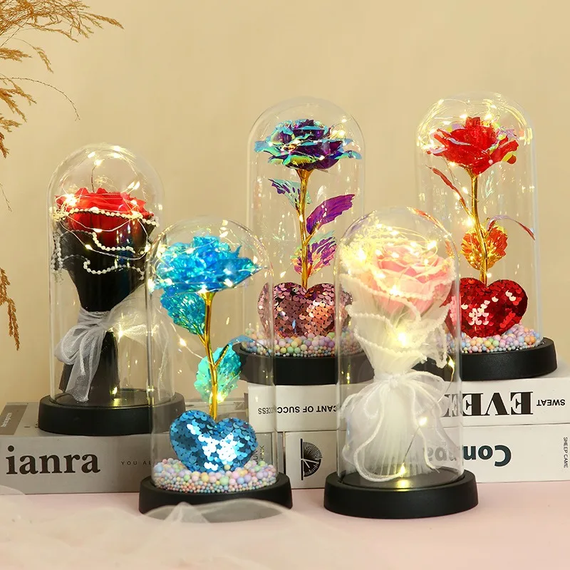 Rose Light Beautiful Realistic Looking Night Light Rose Eternal Flower Party Supplies LED Simulation Rose Flower Valentine's Day