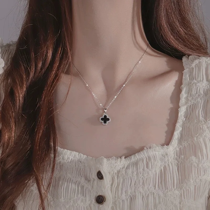 

Lucky Four-leaf Clover CZ Necklace For Women's Dynamic Fashion Birthday Gift Clavicle Chain Versatile Fashion Accessories
