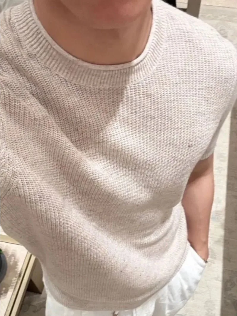 

Лето 202, мужской трикотаж, круглый Ne ort Sve, свободный крой, дышащий, повседневный, молодежный, энергетический, из смеси волокна