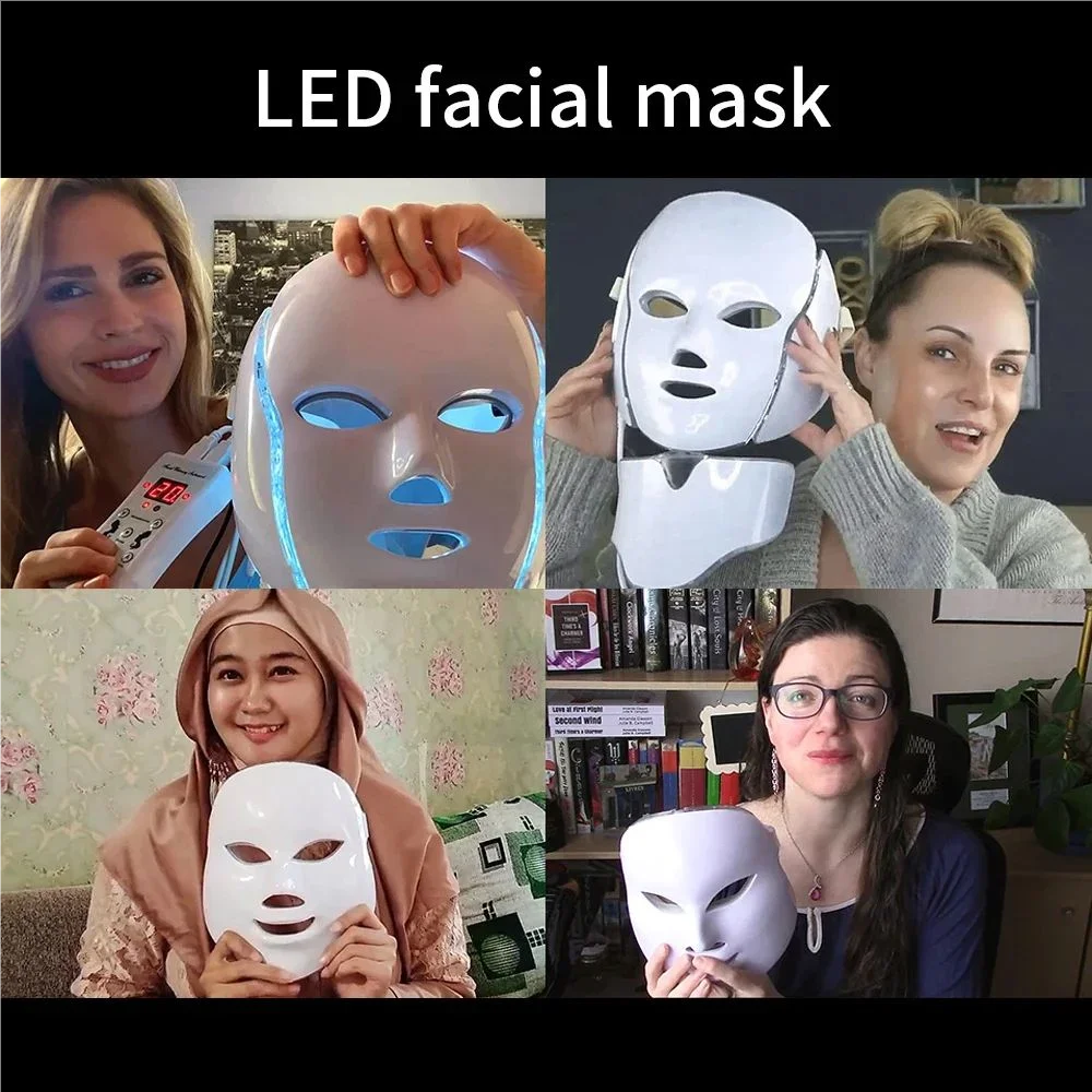 7 Colors LED Face Mask Light Therapy Blue Red Light Therapy Mask for Face Led Face Mask Light Therapy At Home Beauty Device