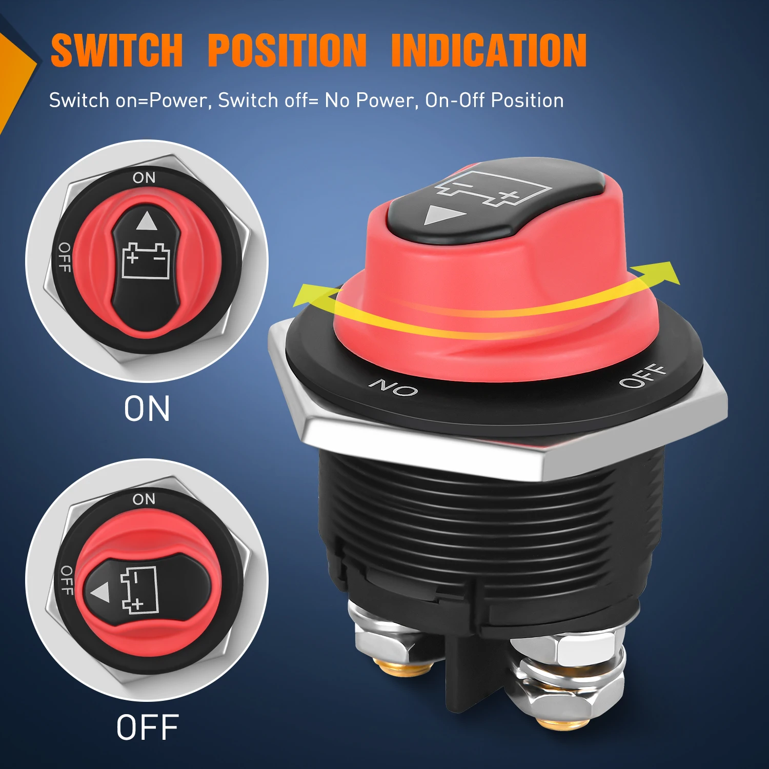 Nilight Battery Disconnect Switch 200A Master Disconnect Isolator 12V-48V On Off Power Cutoff Switch Waterproof Heavy Duty for Marine Boat Car RV ATV UTV Yacht