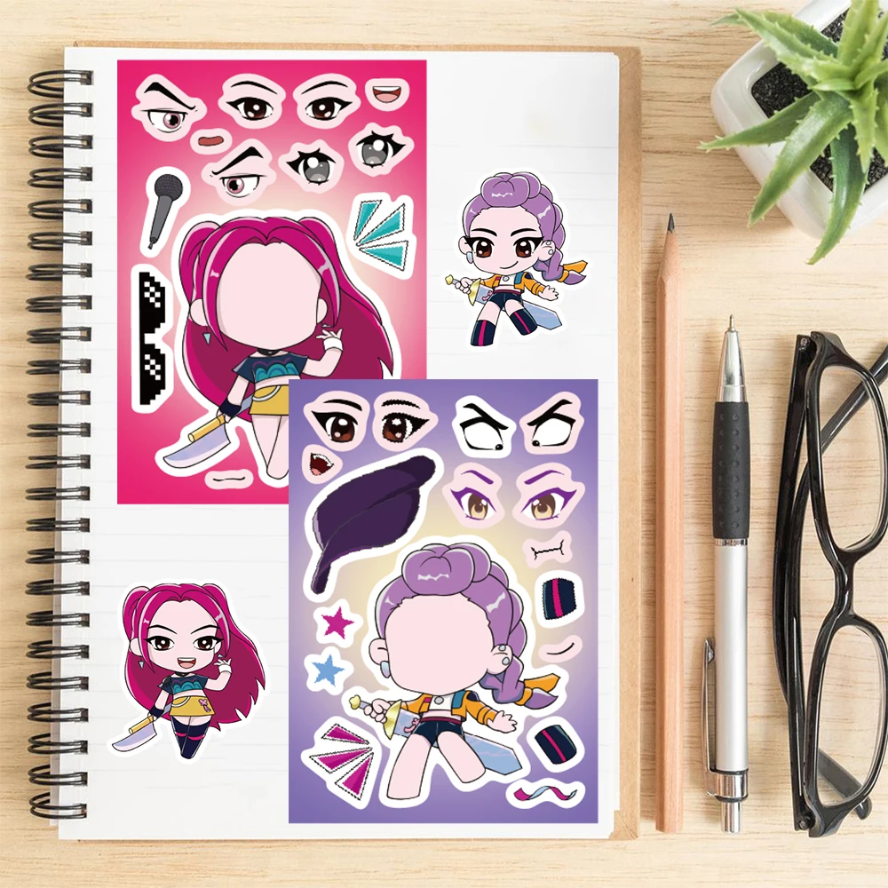 8PCS Cartoon kpop witch hunting group Sticker K-Pop Puzzle Creative Graffiti Reusable Coffee Bicycle Invitation Phone Sticker