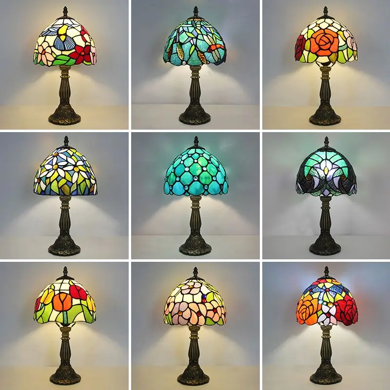 Energy Saving Retro Tiffany Nostalgic Small Table Lamp Living Room Dining Room Bedside Lamp Bar Cafe Creative Festive Lamp