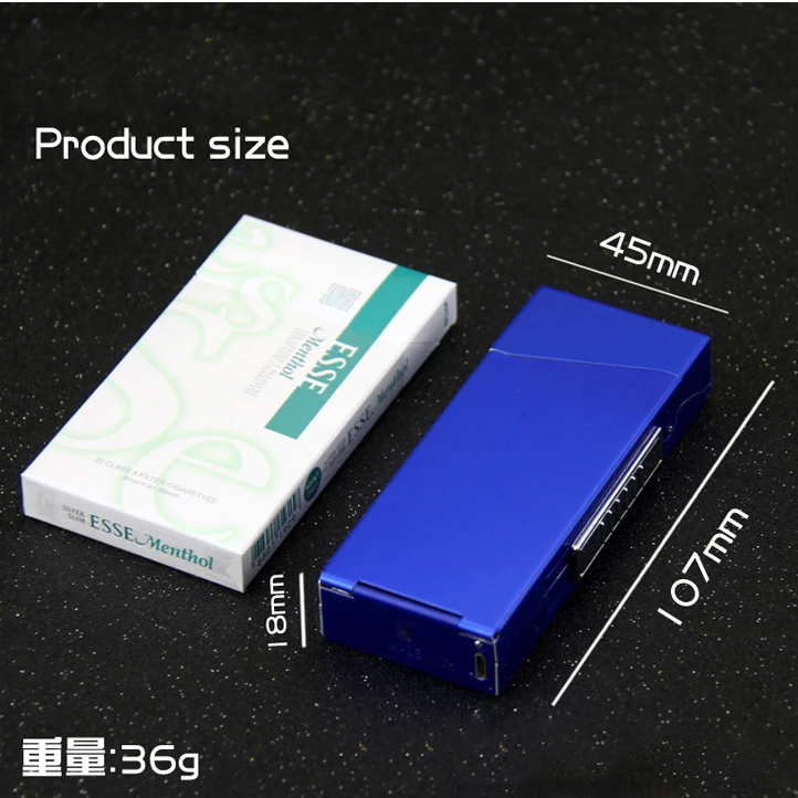 5.2mm Women Aluminum Slim Cigarette Case Box With Smoking Lighter Usb Rechargeable,Size 104mm*40mm*17mm