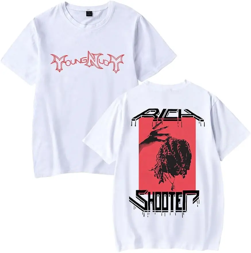 Young Nudy Merch Album Logo Rich Shooter Photo T Shirt Short Sleeve Tshirt Crewneck tee Fans Unique Top