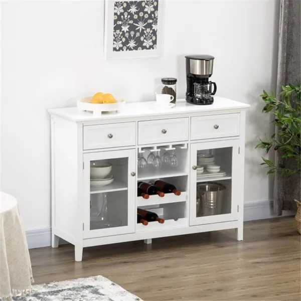 

Buffet Sideboard Cabinet with Storage Coffee Bar Cabinet with 3 Drawers,Coffee Bar Cabinet, Wood Table Dining Room Cabinet