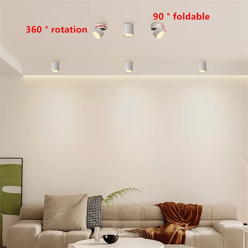 Montowane na powierzchni antyodblaskowy świetlówka LED ściemniania 7 w10w15w20w24w składane i obrotowe lampy sufitowe reflektor 110/220V Downlight