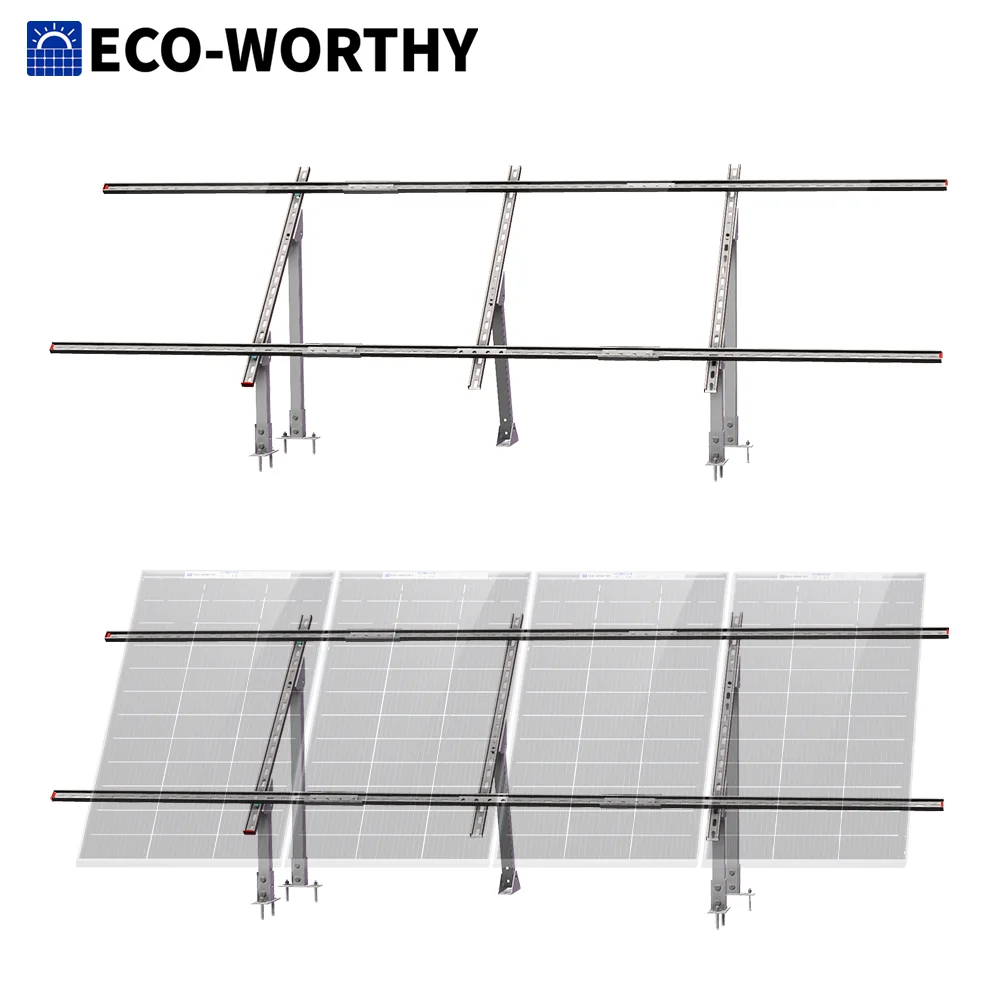 ECO-WORTHY Upgraded Solar Ground Mount Adjustable Multi-Pieces Solar Panel Mounting Brackets Kit System for 4pcs 200W/3pcs 300W