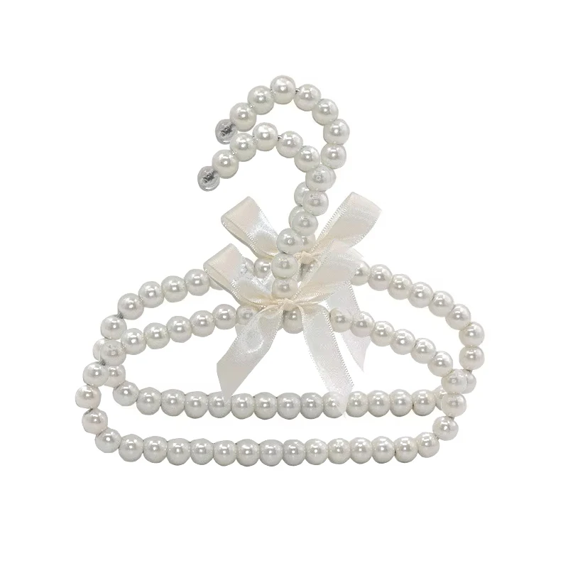 

2pcs Plastic Baby Clothes Hanger Pearl Bow Rack Dog Hanger Pearl Bead Clothes Hangers Pet Cat Clothing Kid Hangers Organizer