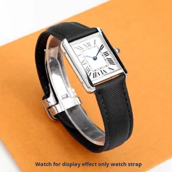 16mm 18mm 20mm For Cartier Tank London Men Santos Women Cowhide Leather Watch Strap Blue Nylon Watchband metal buckle Bracelet