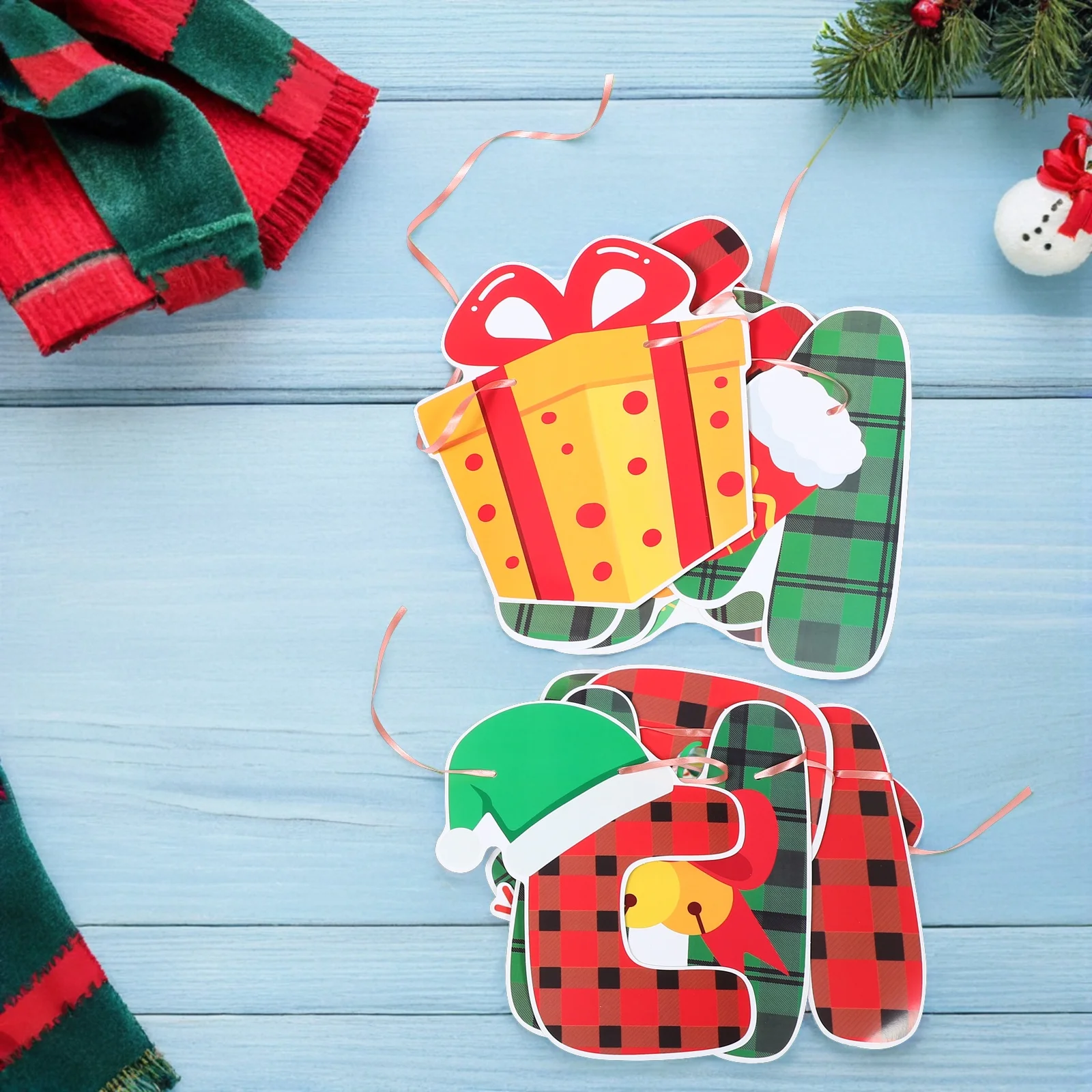 

3 Pcs Christmas Flag Garland Banner Indoor Banners for Front Decor Porch Church Decorations Wall Garage outside