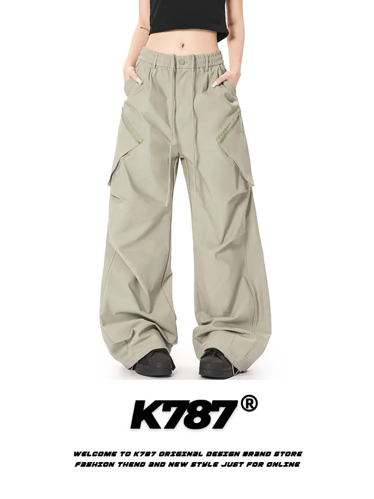 

American Retro Work Pants Men's Outdoor Cargo Loose High Waist Straight Leg Wide Leg Pants Multiple kets Youth Leisure Sle