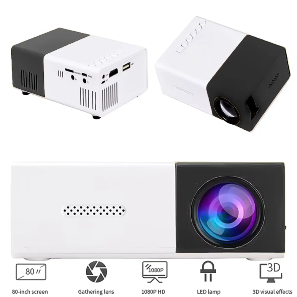 HD 1080P Mini LED Projector 400 Lumen Home Media Player 320x240 Portable LED Micro Projector  W/ Remote Controller