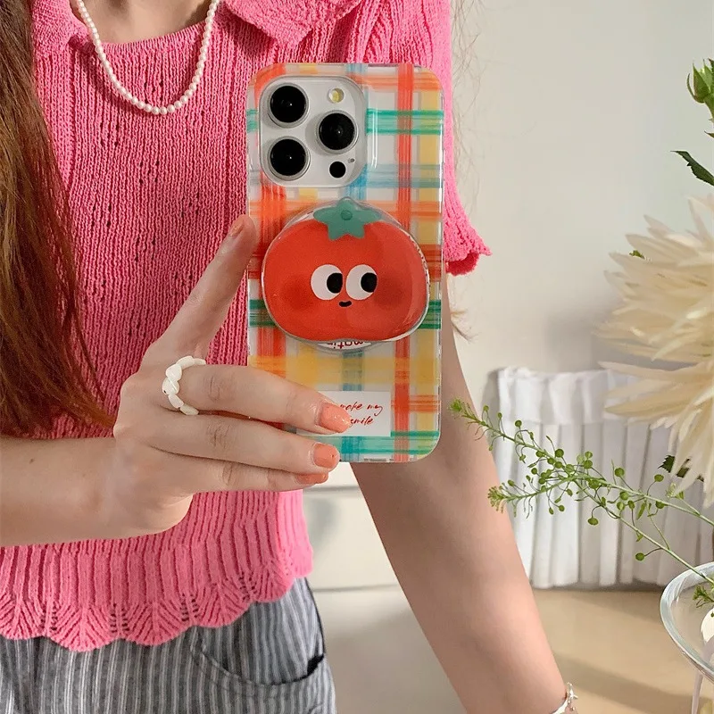 

Чехол для телефона с магнитной росписью и забавной сеткой и держателем для томатов для iPhone 11, 12, 13, 14, 15, 16, 17 Pro max