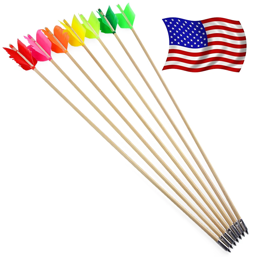 

Деревянные стрелы для стрельбы из лука, ручной работы, с оперением из пера индейки, длина стрелы 80 см, диаметр 8,5 мм, для стрельбы по мишеням, охоты, спорта, 6 шт.