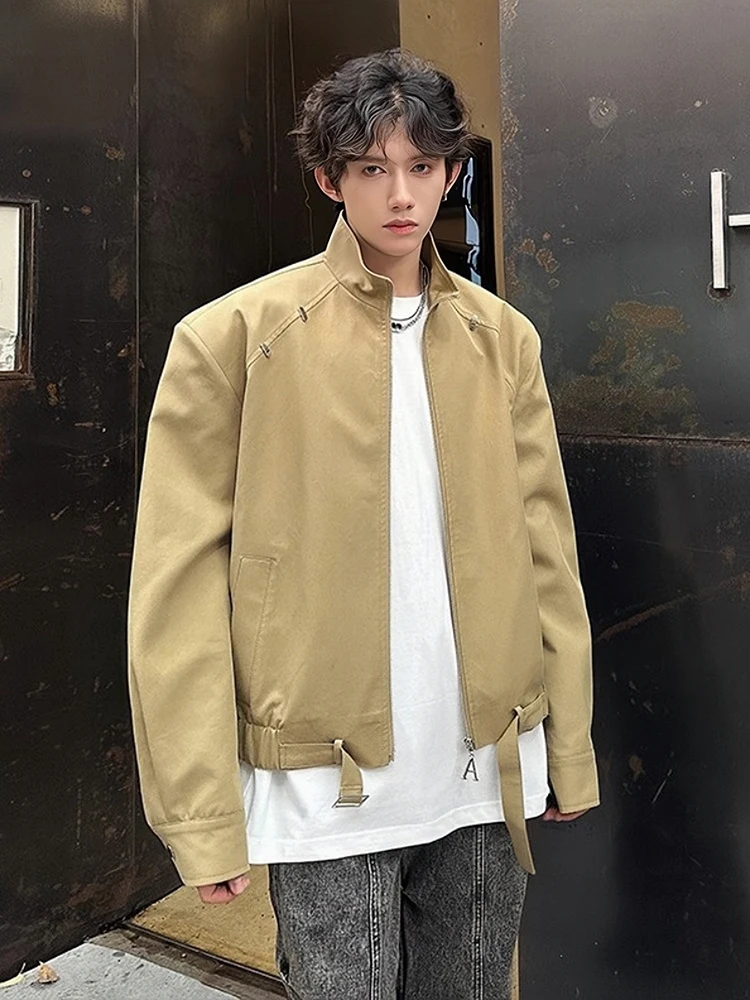 

Мужская демисезонная куртка с подкладкой на плечах, стильный городской дизайн, модная, ветрозащитная, из полиэстера.