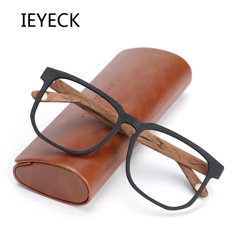 

IEYECK винтажная деревянная оправа для очков, квадратные большие оптические линзы, оправа для очков, близорукость, градуированные очки по рецепту