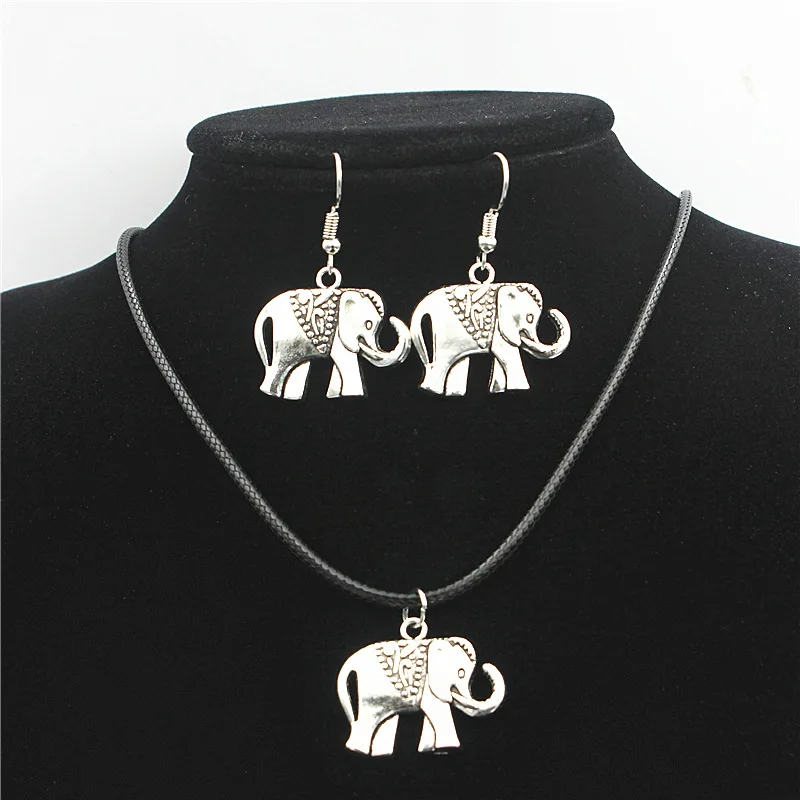 Elephant Enamel Stainless Steel Jewelry Set Women Men Ethnic Animal Necklace Earrings Jewelry Gift conjuntos de joyas Bohemian