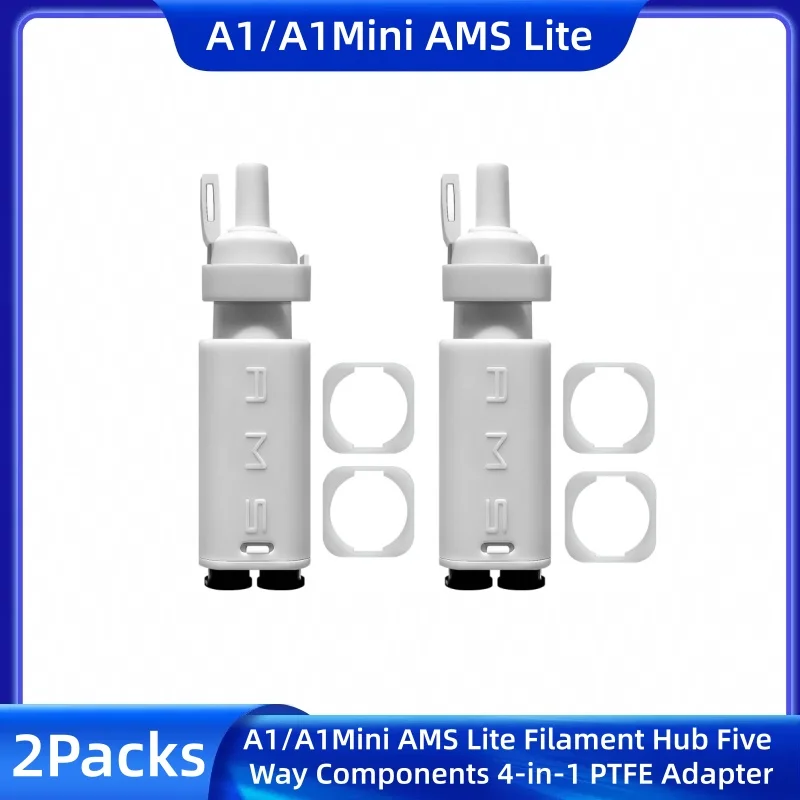 2 Packs A1/A1Mini AMS Lite Filament Hub Five Way Components 4-in-1 PTFE Adapter For Bambu Lab A1/A1 Mini 3D Printers