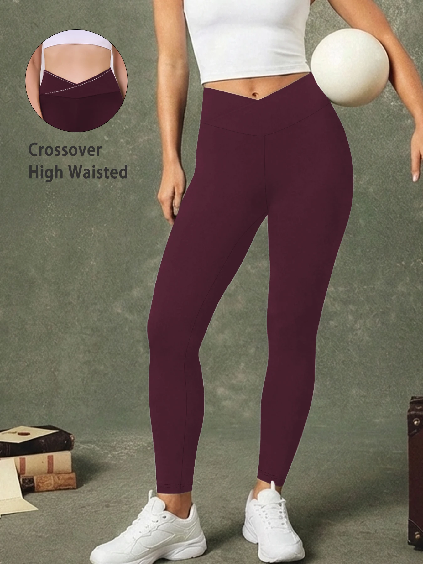 

Women's Super Soft Crossover High Waisted Leggings Tummy Control Workout Yoga Running casual wear Leggings