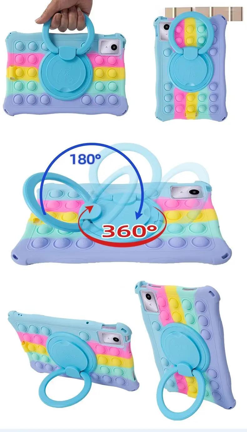 Silicone Case for Lenovo Tab M11 11 inch TB331FC TB330FU Decompression Bubble Rotating Bracket Cover with Shoulder Strap & Pen - view 6
