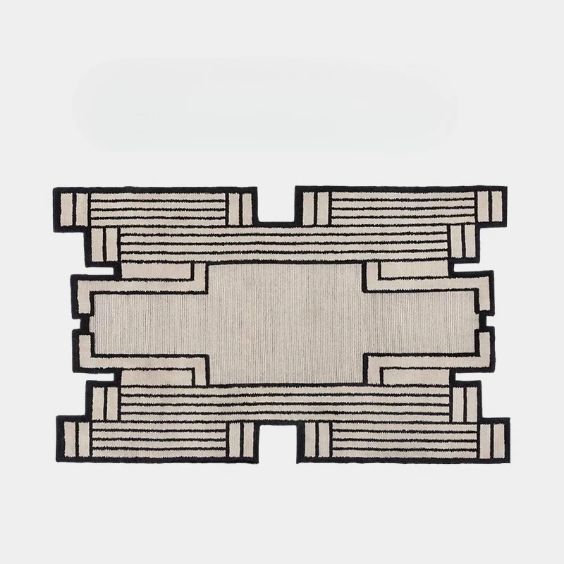 

Irregular wool carpet mat living room advanced modern special-shaped black gray bedroom bedside blanket new