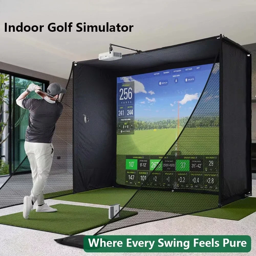 Outdoor Golf Training Simulator Cage Sports Practice Golf Simulator Enclosure With Impact Netting and All Poles