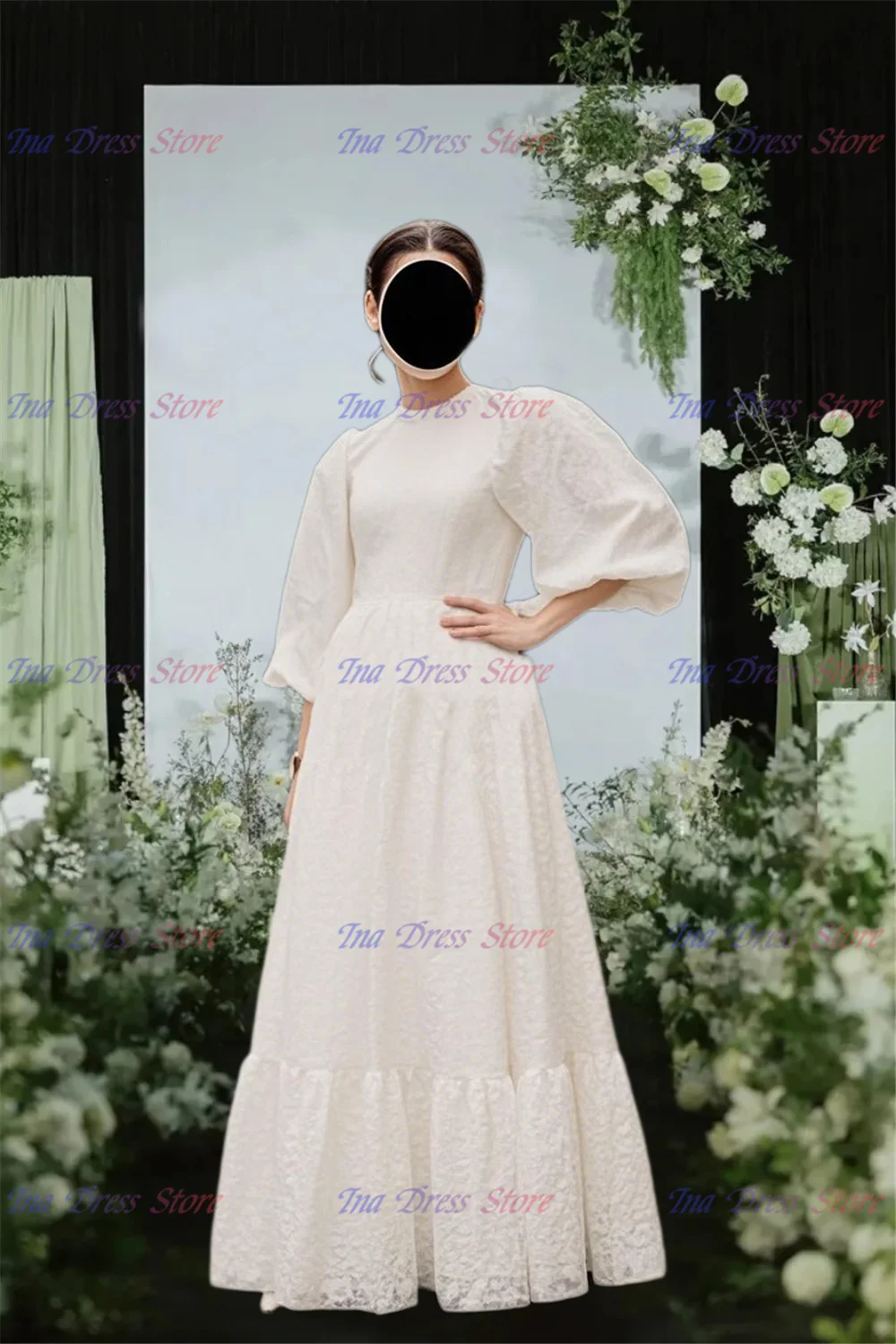 

Elegant Baptism Communion Gown Flower Girl Dress Milk Lace Fluffy For Kids Wedding Ball Dresses Princess Birthday Evening Gowns