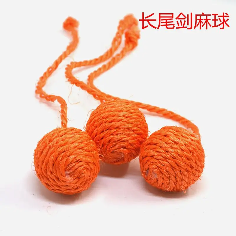 Sword Hemp Ball with Tail, Teasing Cat Self-pleasure Toy, Biting Cat Sound Toy