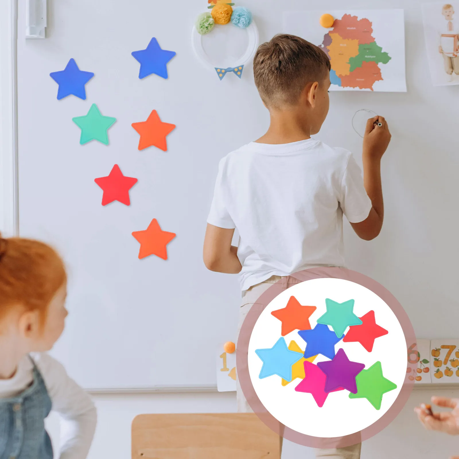 108Pcs Colorful Star Cutout Bulletin Board Decorations Patriotic Star Shapes for Classroom Door Office Wall July 4Th Memorial