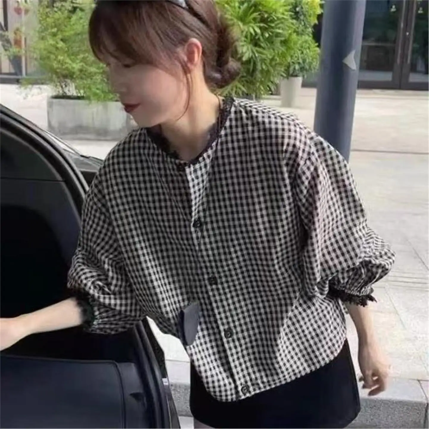 

Классическая женская рубашка в клетку, весна-осень 2026, новая, ретро, стильная, омолаживающая, универсальная, 100% полиэстер