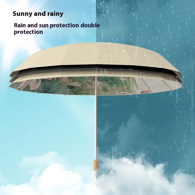 16 osso cor cola ouro liga de alumínio esqueleto novo chinês retro proteção solar e proteção uv guarda-chuva dobrável