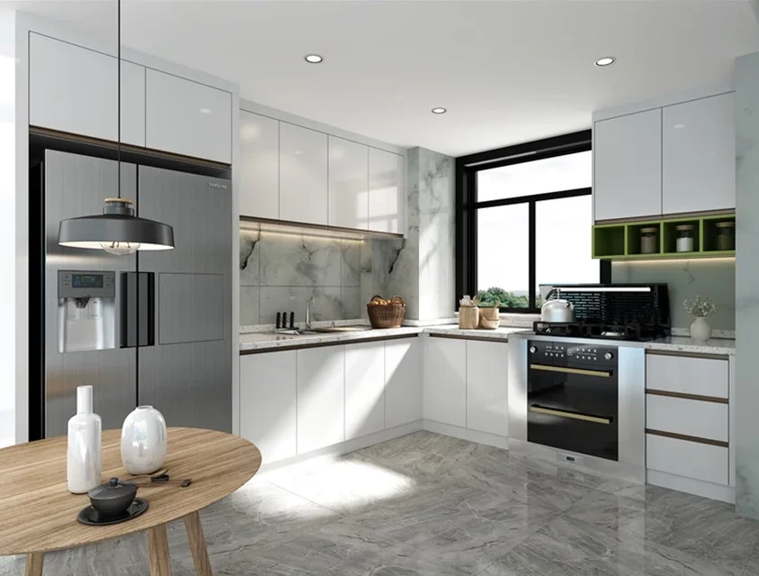 

# Hot Aluminium Modular Kitchen Cabinets Modern Pure Or Wood Grain Solid Wood/mdf/plywood/particle Board/glass