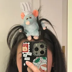 Ratatouille Mouse Head Hairband Capybara Funny Plush Hair Hoop Halloween Decor Capibara Women Hair Band Makeup Headdress Hairpin