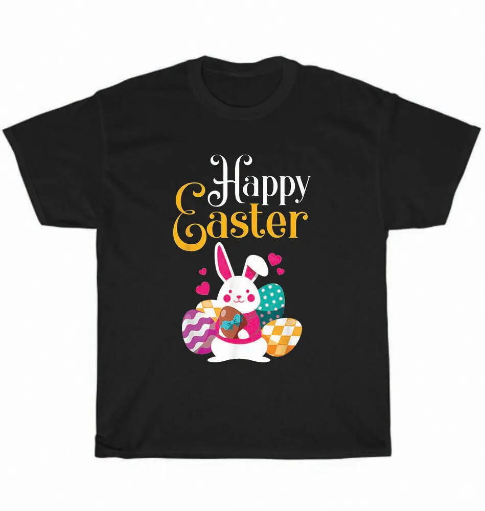 Colorful Easter Eggs Bunny Happy Easter Day Hunting T-Shirt Anime Graphic T-shirts High Quality 100%Cotton Short Sleeve