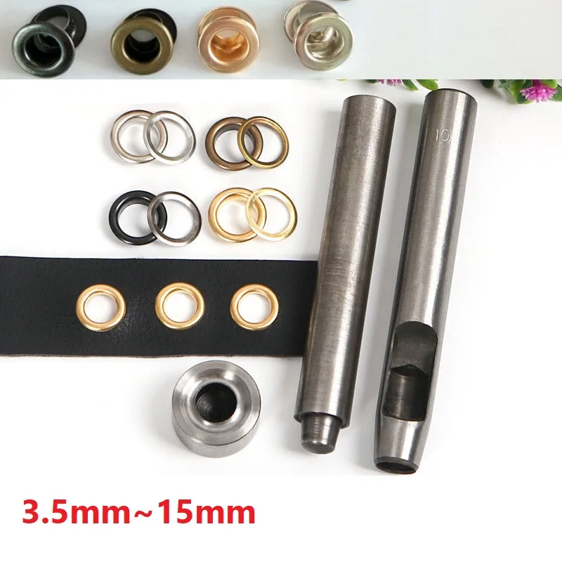 3.5mm~15mm Copper Eyelets Metal Eyelet Grommet Ring Kit Garment Rivets For Shoes Bag Clothing Skin Belt Hat