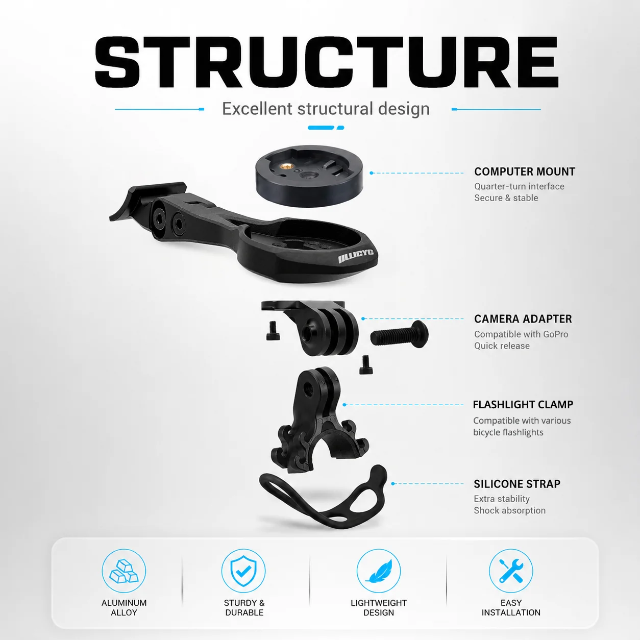 ULLICYC Computerhalterung für SCOTT SYNCROS FOIL AERO 1.5 STEM/ST-R100-AL STEM für Garmin1050 Wahoo Giant GPS Bryton Aluminiumlegierung – Detail 6