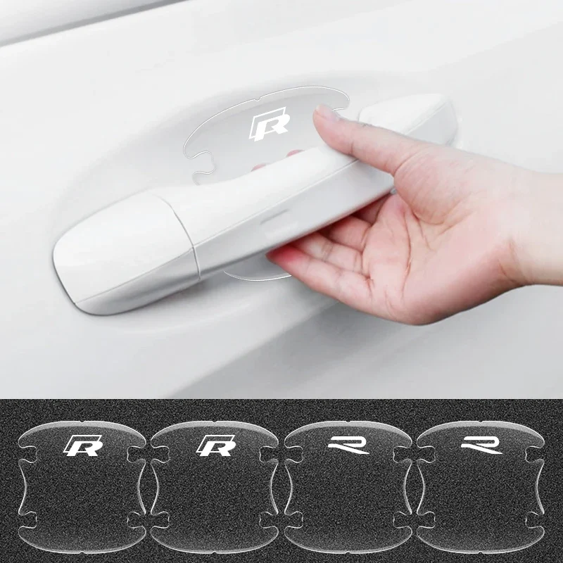 4 قطعة/المجموعة شفافة مقبض باب السيارة السلطانية ملصق ل Volkswagen VW Rline R جولف جيتا بولو باسات B5 B6 طوارق بورا بيتل